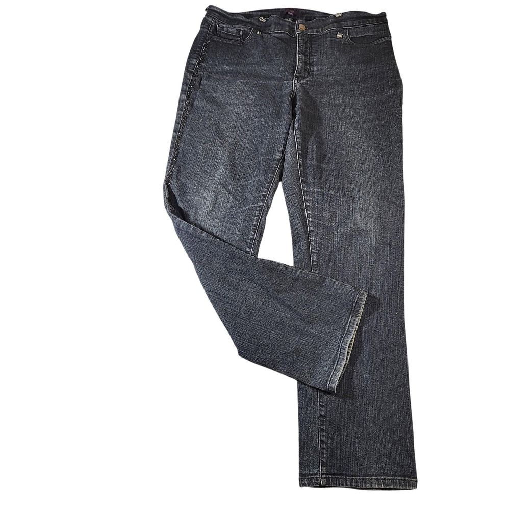 NYDJ Jeans Womens 14P Petite Dark Wash Straight Leg Lift Tuck Technology Stretch